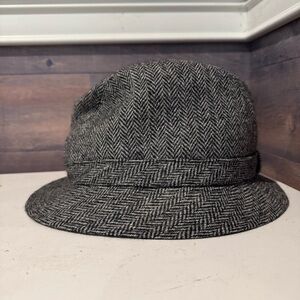 Vintage Burberrys’ Gray Wool Tweed Fedora Hat Made in England Small